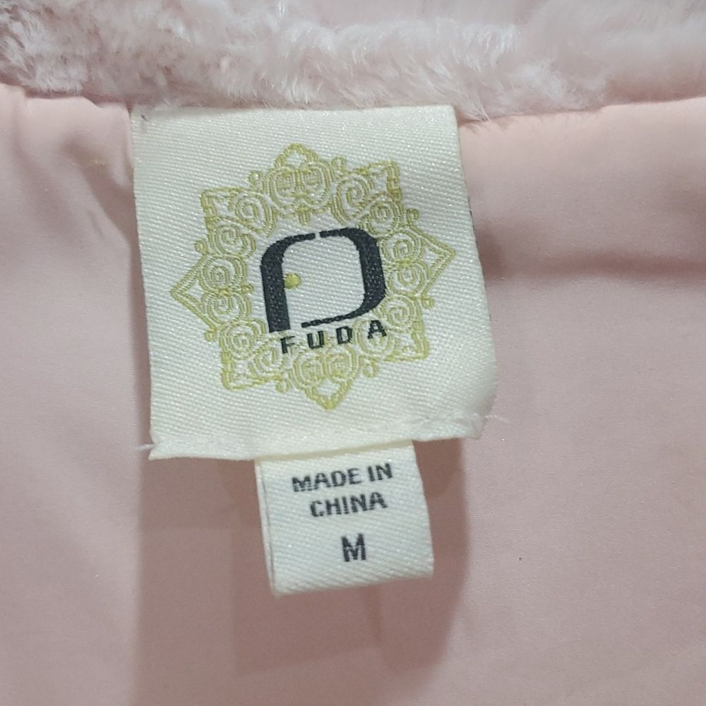 Fuda Womans  Pink Furry Full Zip Jacket Extremely soft, Rose Gold Hardware,  MED - Picture 3 of 7